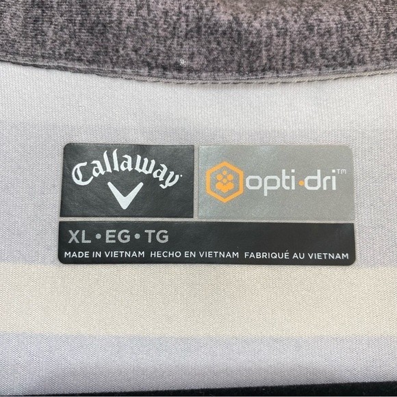 Callaway Golf- Men’s Opti-Dry Gray/Yellow Striped Golf Polo Shirt- Sz. XL - Picture 3 of 8
